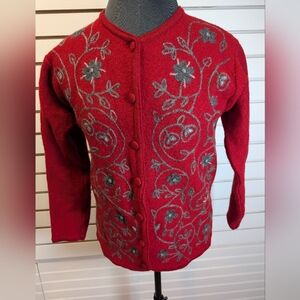 Edinburgh Woolen Mill Pure Classics Embroidered Boiled Wool Jacket Small EUC